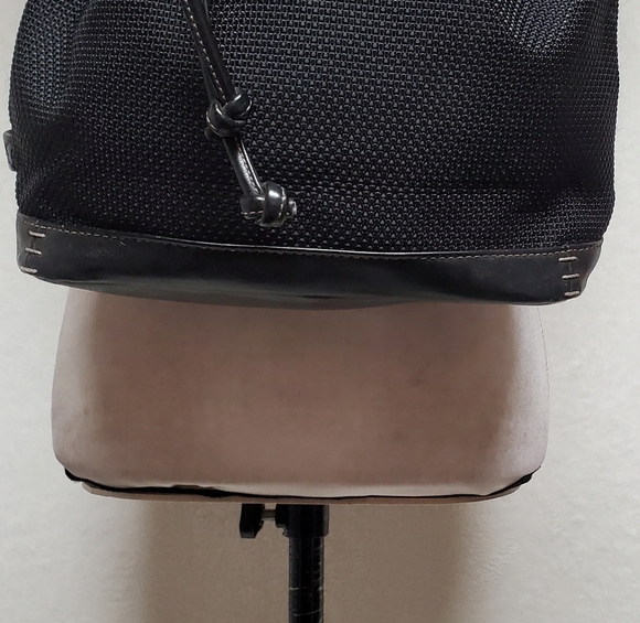 Vintage The Sak Boho CCW Black Canvas Knit Leather Trim Mini Backpack - Picture 3 of 16